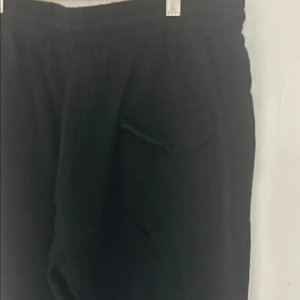Women's Black Elastic Waist Drawstring Straight Leg Pants. - Picture 3 of 3